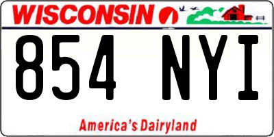 WI license plate 854NYI