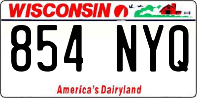 WI license plate 854NYQ
