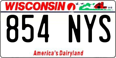 WI license plate 854NYS