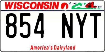 WI license plate 854NYT