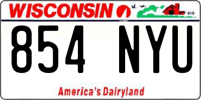 WI license plate 854NYU