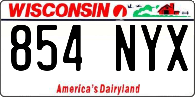 WI license plate 854NYX