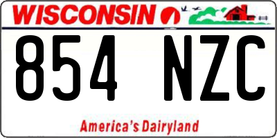 WI license plate 854NZC