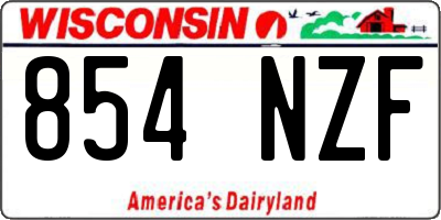 WI license plate 854NZF
