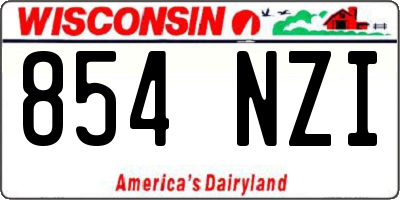 WI license plate 854NZI