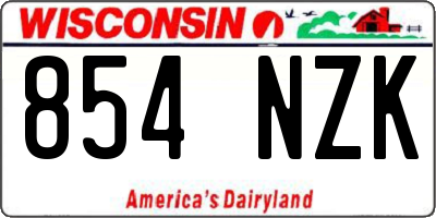 WI license plate 854NZK