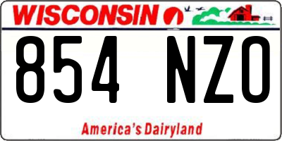 WI license plate 854NZO