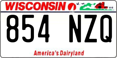 WI license plate 854NZQ