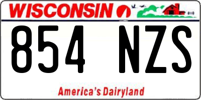 WI license plate 854NZS