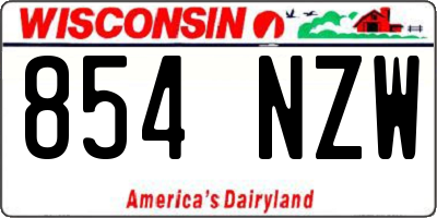 WI license plate 854NZW