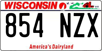 WI license plate 854NZX
