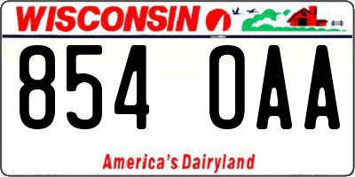 WI license plate 854OAA