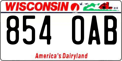 WI license plate 854OAB