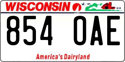 WI license plate 854OAE