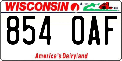 WI license plate 854OAF