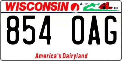 WI license plate 854OAG