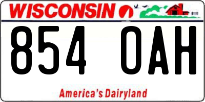WI license plate 854OAH