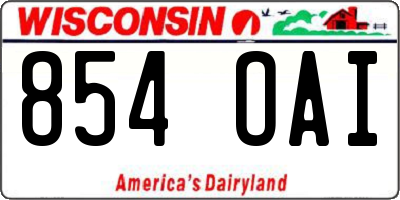 WI license plate 854OAI