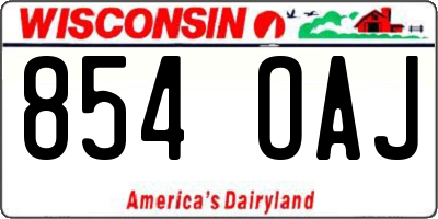 WI license plate 854OAJ