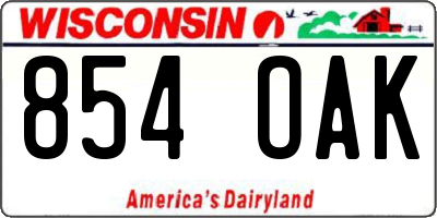 WI license plate 854OAK