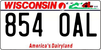 WI license plate 854OAL
