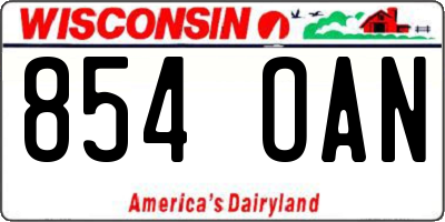 WI license plate 854OAN