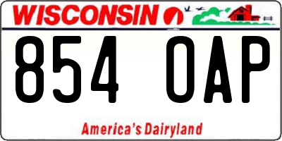 WI license plate 854OAP