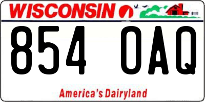 WI license plate 854OAQ