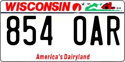 WI license plate 854OAR