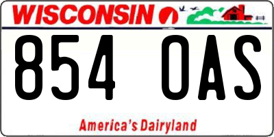 WI license plate 854OAS