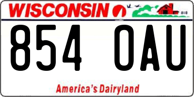 WI license plate 854OAU