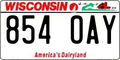 WI license plate 854OAY