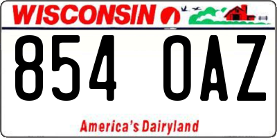 WI license plate 854OAZ