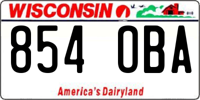 WI license plate 854OBA