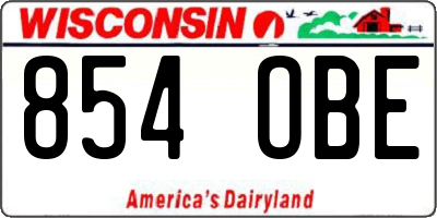 WI license plate 854OBE