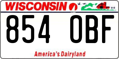 WI license plate 854OBF