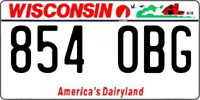 WI license plate 854OBG