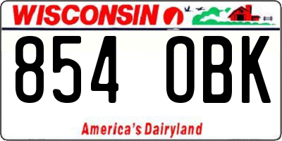 WI license plate 854OBK