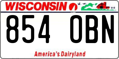 WI license plate 854OBN