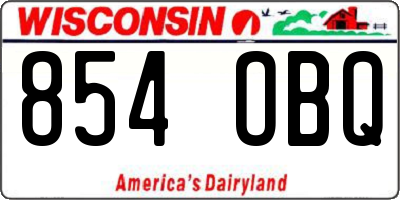 WI license plate 854OBQ