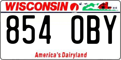 WI license plate 854OBY