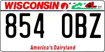 WI license plate 854OBZ