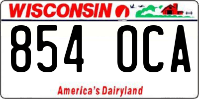WI license plate 854OCA