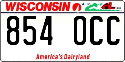 WI license plate 854OCC