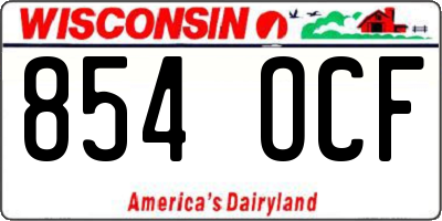 WI license plate 854OCF