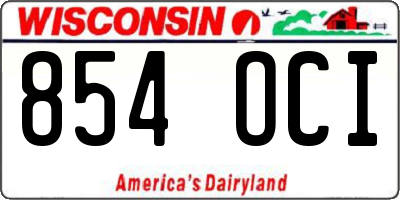 WI license plate 854OCI