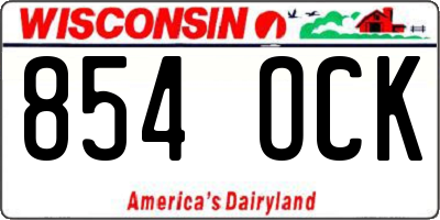 WI license plate 854OCK