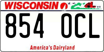 WI license plate 854OCL