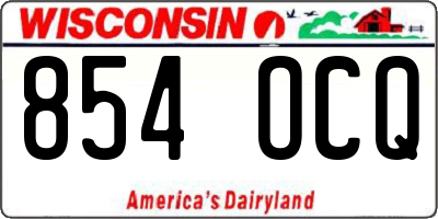 WI license plate 854OCQ