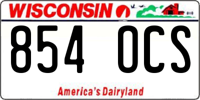 WI license plate 854OCS